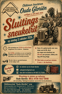 Sluitings-Sneukelrit oldtimerclub "Oude Gloriën" tractoren en d'Antieke Velokes -  11 oktober 2026